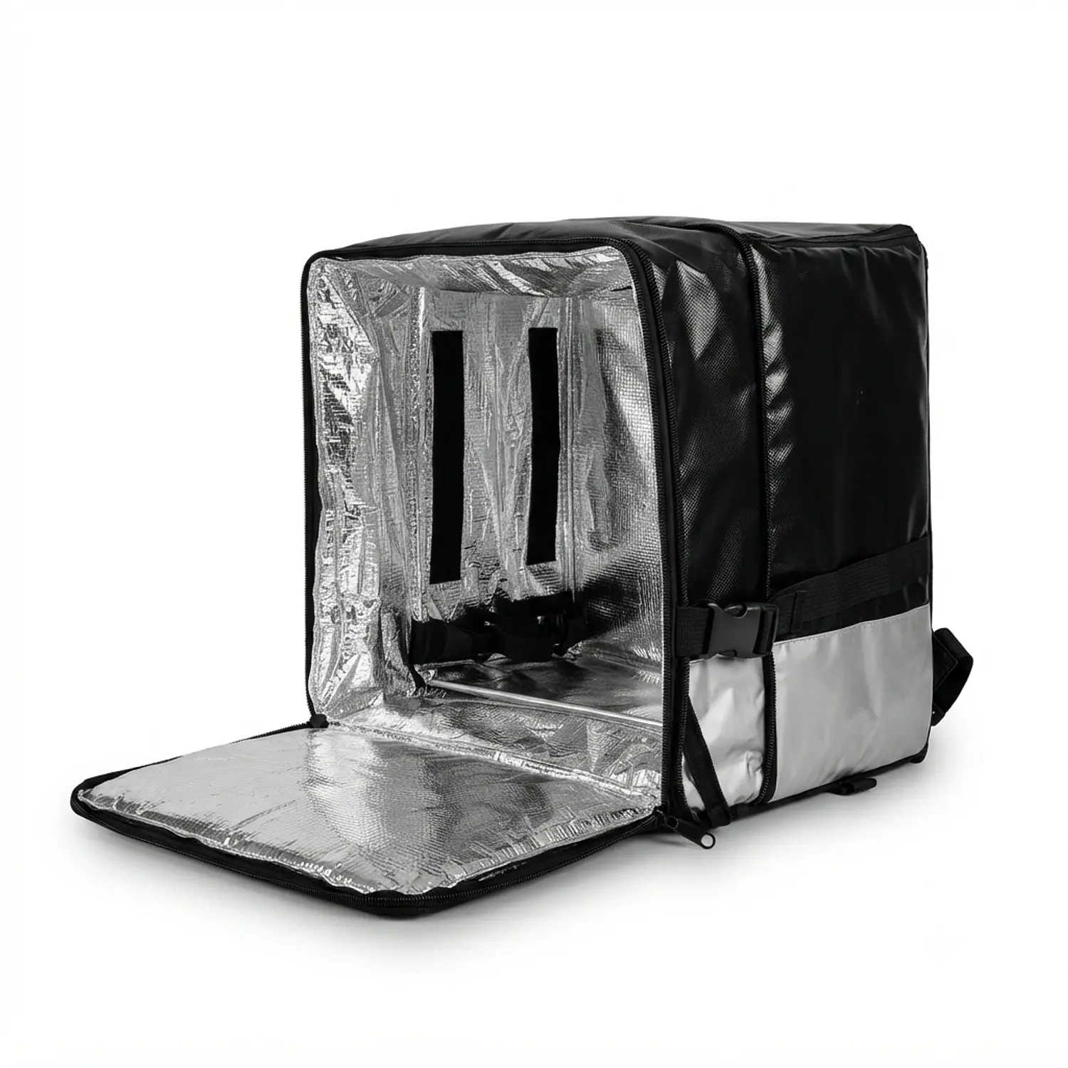 Mochila Delivery Térmica Impermeable Extensible Negra y Gris 80L 4