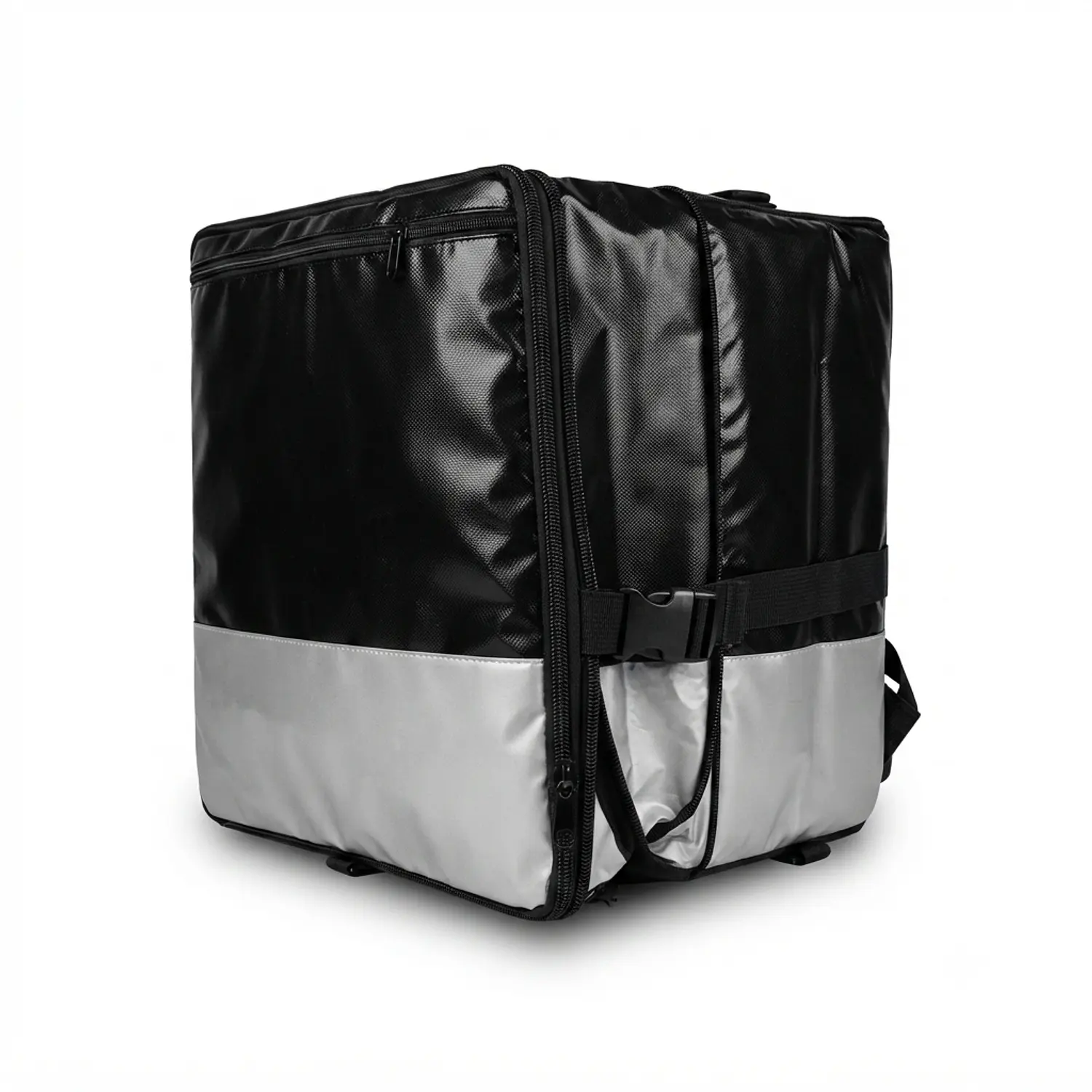 Mochila Delivery Térmica Impermeable Extensible Negra y Gris 80L 3
