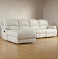 Sofá Seccional Blanco en Ecocuero con Chaise Longue 4 cuerpos - Miniatura 1