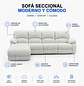 Sofá Seccional Blanco en Ecocuero con Chaise Longue 4 cuerpos - Miniatura 2