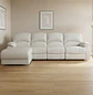 Sofá Seccional Blanco en Ecocuero con Chaise Longue 4 cuerpos - Miniatura 3