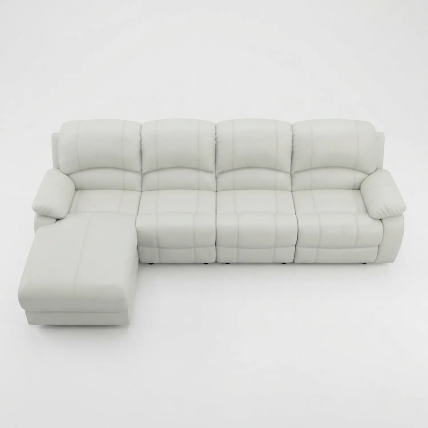 Sofá Seccional Blanco en Ecocuero con Chaise Longue 4 cuerpos 5