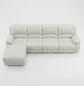 Sofá Seccional Blanco en Ecocuero con Chaise Longue 4 cuerpos - Miniatura 5