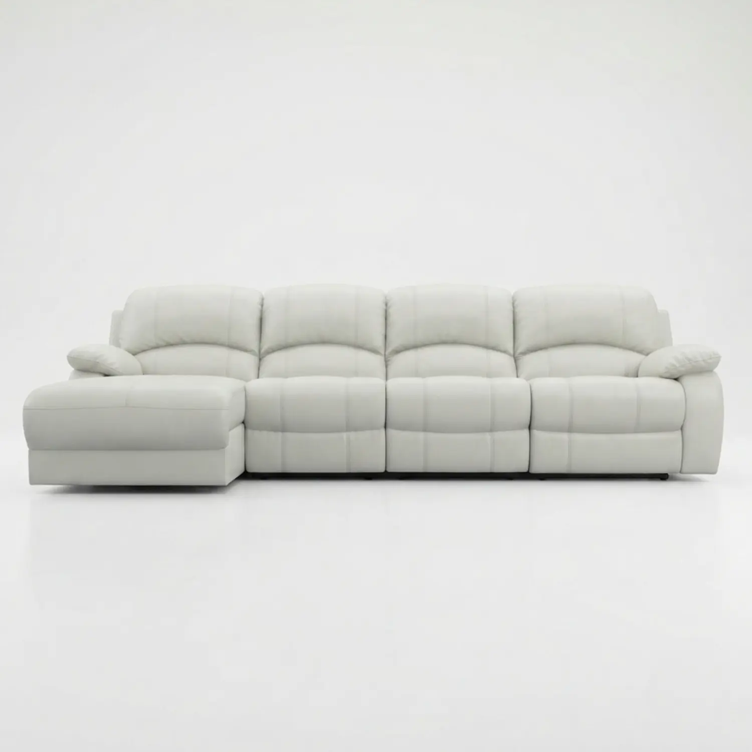 Sofá Seccional Blanco en Ecocuero con Chaise Longue 4 cuerpos 6