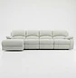 Sofá Seccional Blanco en Ecocuero con Chaise Longue 4 cuerpos - Miniatura 6
