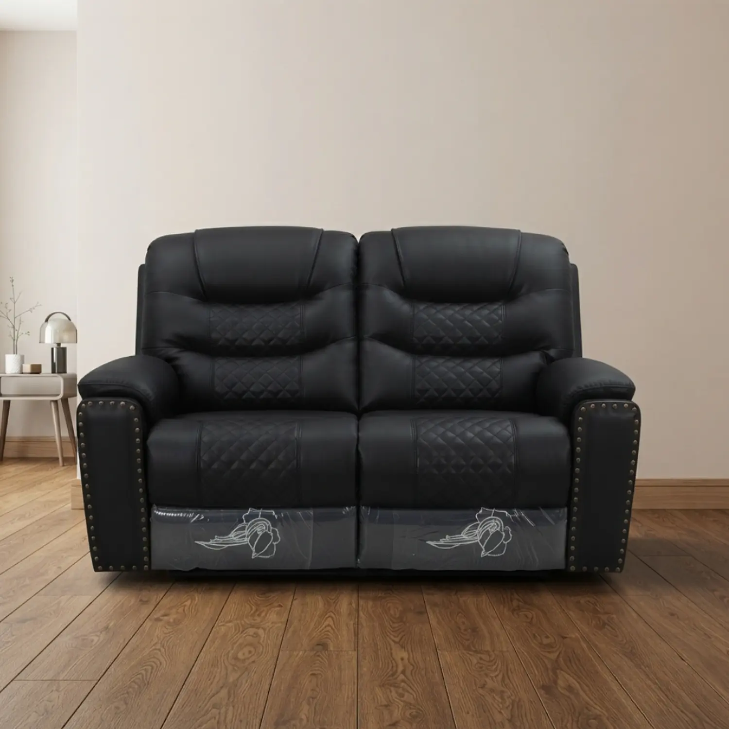Sofá Tallin 2 Cuerpos Ecocuero Negro 3
