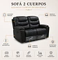 Sofá Tallin 2 Cuerpos Ecocuero Negro - Miniatura 2