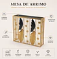 Mesa de Arrimo Base Dorada con Plumas y Cubierta de Vidrio Negro - Miniatura 2