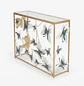 Mesa de Arrimo Dorada con Mariposas y Vidrio Blanco - Miniatura 4