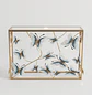 Mesa de Arrimo Dorada con Mariposas y Vidrio Blanco - Miniatura 5