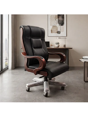 Silla Gerencial Lipari Cuero y Base Madera