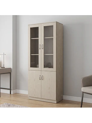 Vitrina Sofía de Madera Beige con Vidrio, Estante y Puertas