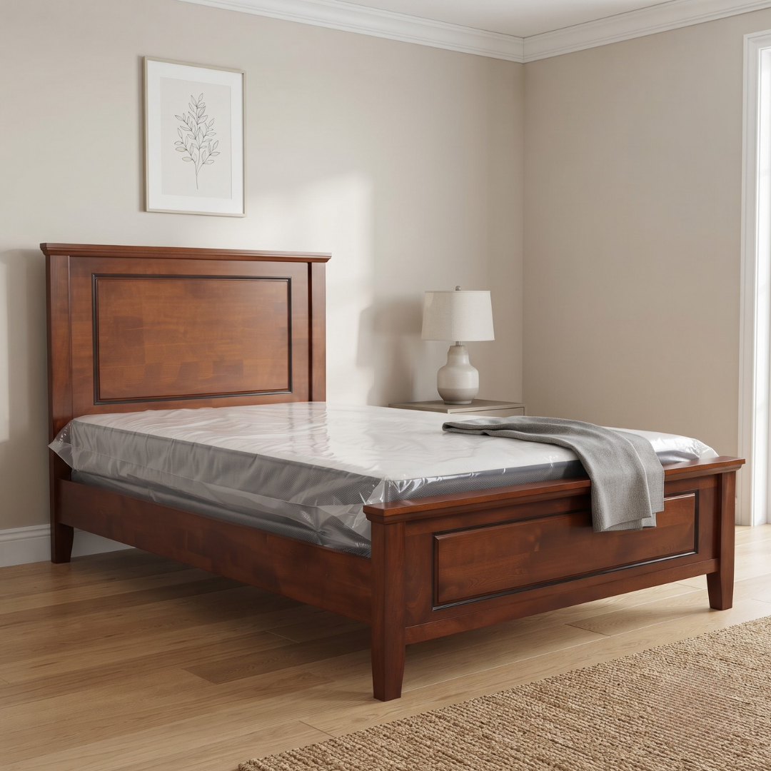 Cama Individual de Madera Color Caoba Estilo Clásico Americano