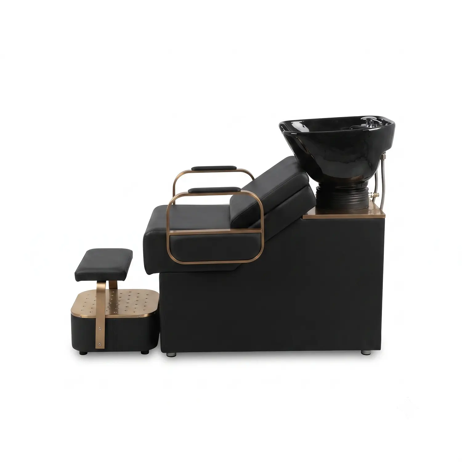 Lavapelo Siena Cerámico Negro Dorado con Reposapiés  4
