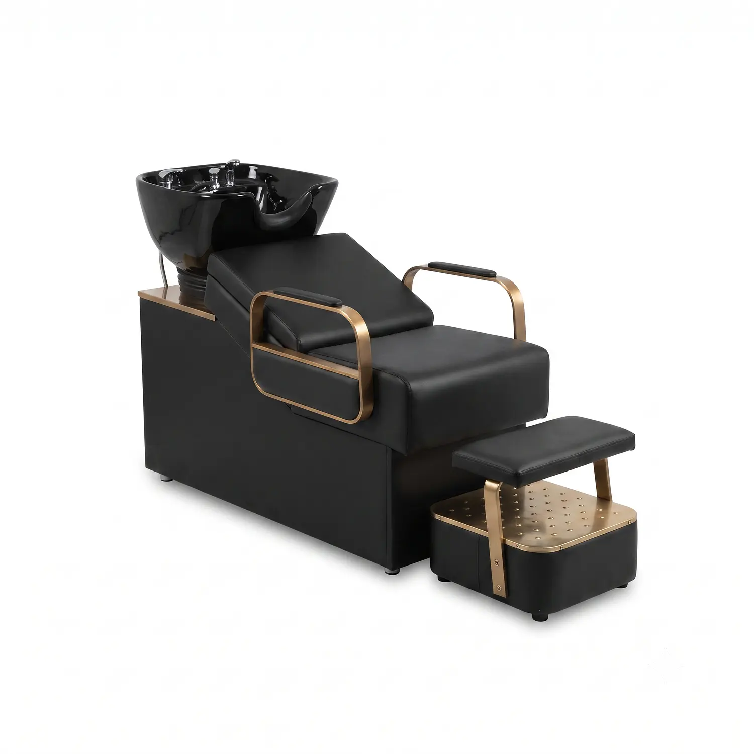 Lavapelo Siena Cerámico Negro Dorado con Reposapiés  6