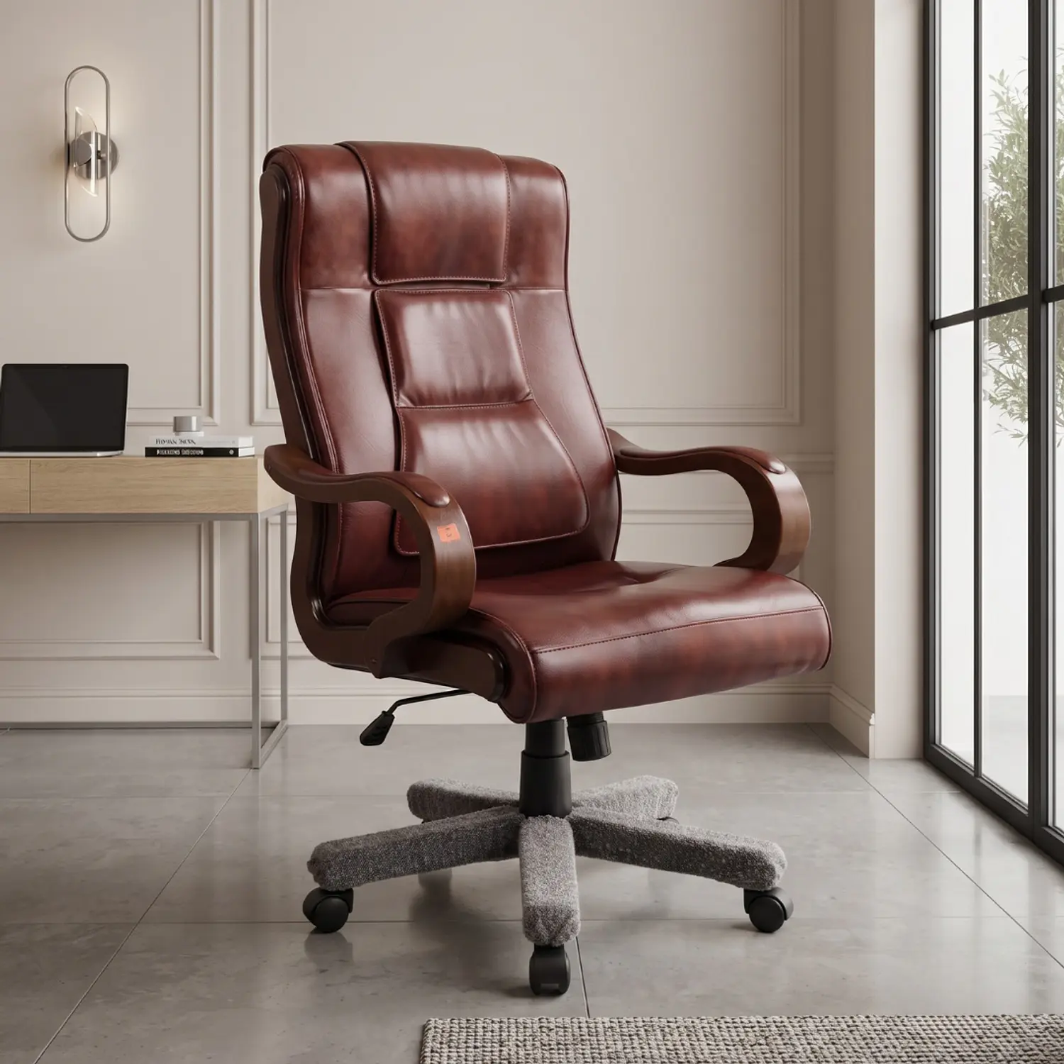 Silla Gerencial Lipari Cuero y Base Madera 5
