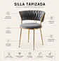 Silla Manicure de Felpa Profesional con Base Dorada  - Miniatura 2