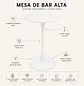 Mesa de Bar Alta Redonda Blanca París 105x60 cm MDF y Metal - Miniatura 2