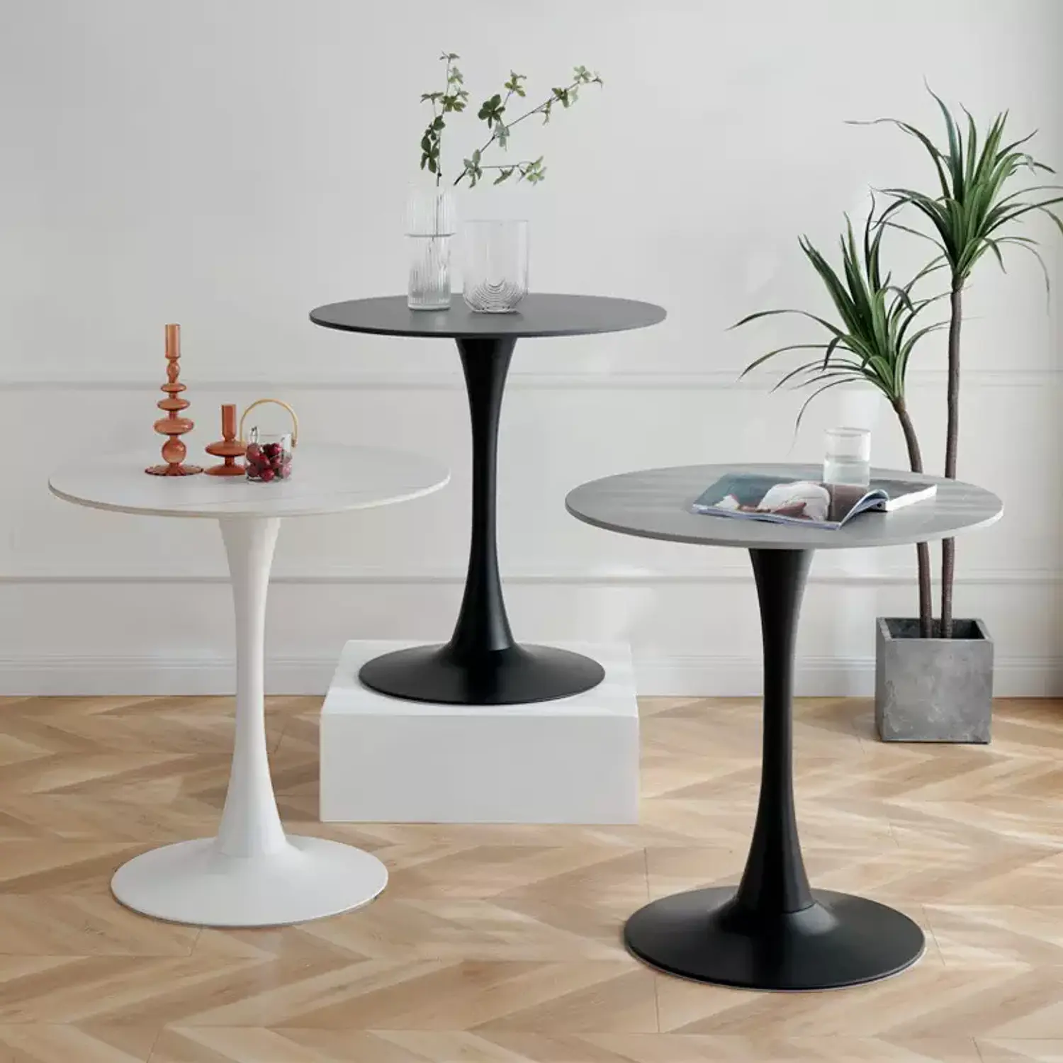 Mesa Alta de Bar Negra Redonda Lisboa MDF y Metal 105x60 cm 6