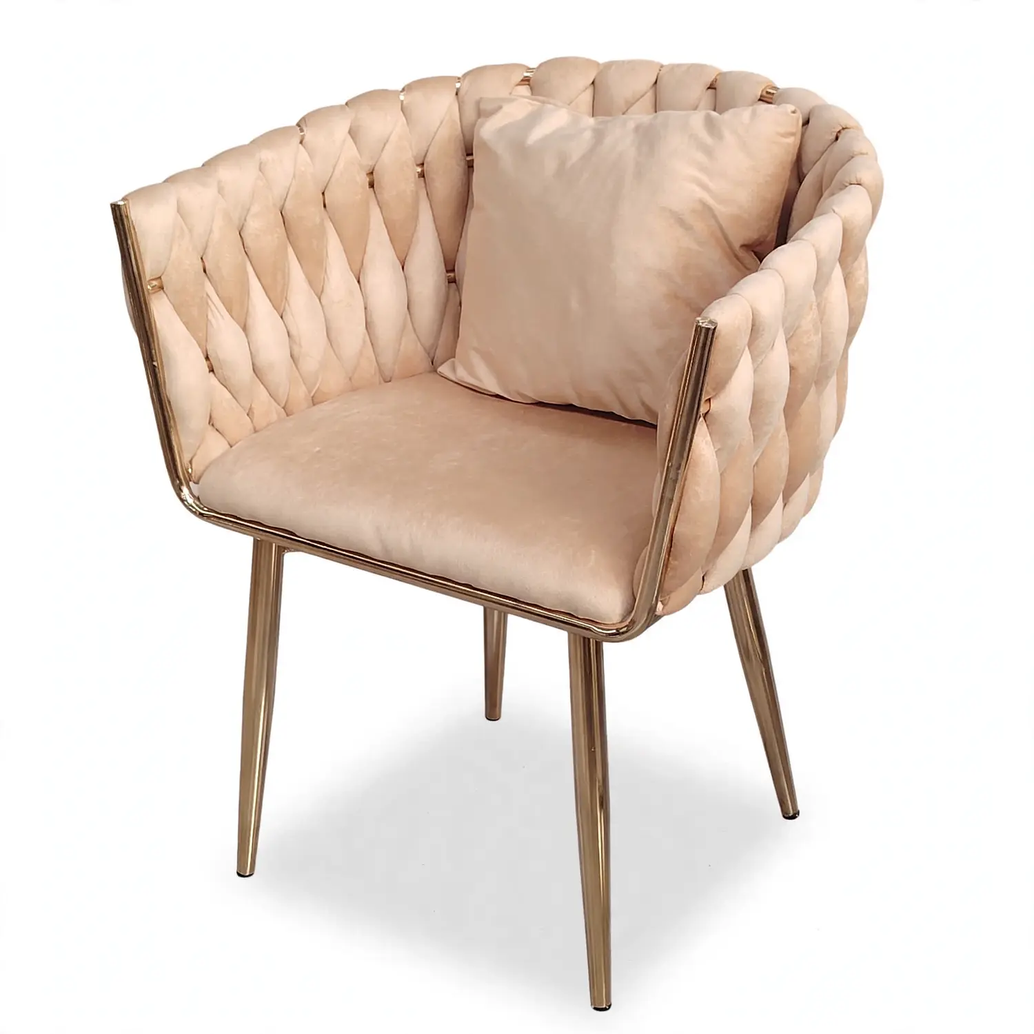 Poltrona Sofía Curvo Trenzado en Felpa Beige 3