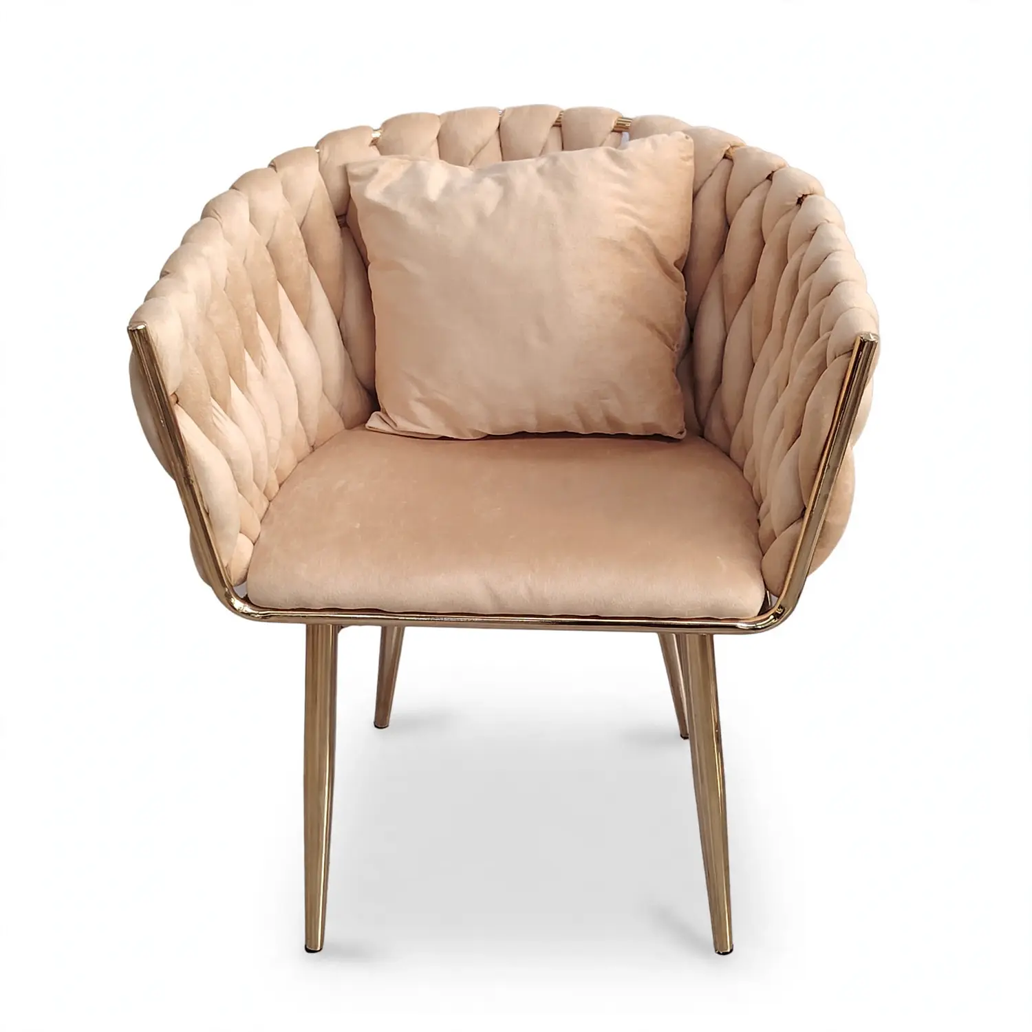 Poltrona Sofía Curvo Trenzado en Felpa Beige 4