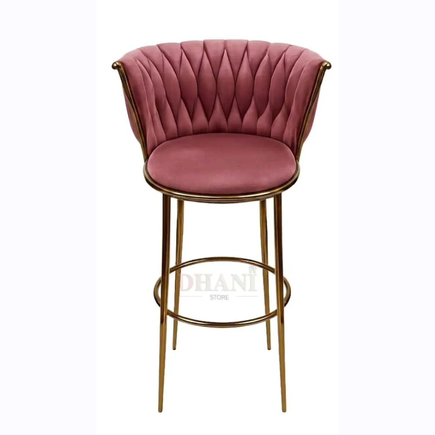 Taburete Bar Fijo Vaduz en Felpa Rosa Velvet  5