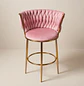 Taburete Bar Fijo Vaduz en Felpa Rosa Velvet  - Miniatura 4