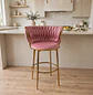 Taburete Bar Fijo Vaduz en Felpa Rosa Velvet  - Miniatura 1