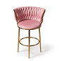 Set de 6 Taburetes Altos Vaduz Terciopelo Rosa Estructura Dorada - Miniatura 4