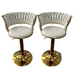 Set 2 Taburetes de Bar Trenzados Giratorios Felpa Base Dorada con Posa Pies - Miniatura 7