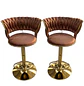 Set 2 Taburetes de Bar Trenzados Giratorios Felpa Base Dorada con Posa Pies - Miniatura 5