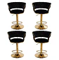 Set 4 Taburetes de Bar Giratorios Felpa Base Dorada con Posa Pies - Miniatura 3
