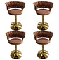 Set 4 Taburetes de Bar Giratorios Felpa Base Dorada con Posa Pies - Miniatura 5