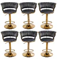 Set 6 Taburetes de Bar Giratorios Felpa Base Dorada con Posa Pies - Miniatura 5