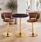 Set de Mesa de Bar Negra en MDF Efecto Mármol y 2 Taburetes Felpa Dorados Ajustables - Miniatura 8