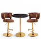 Set de Mesa de Bar Negra en MDF Efecto Mármol y 2 Taburetes Felpa Dorados Ajustables - Miniatura 9