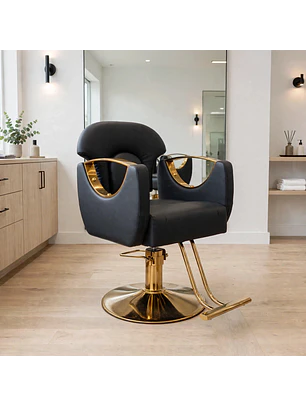 Sillón Barbería Sofia Negro Eco Cuero Profesional Hidráulico