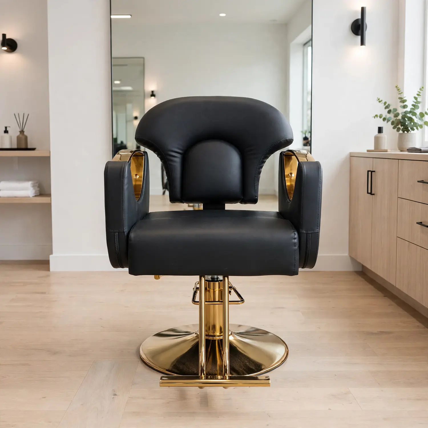 Sillón Barbería Sofia Negro Eco Cuero Profesional Hidráulico 3