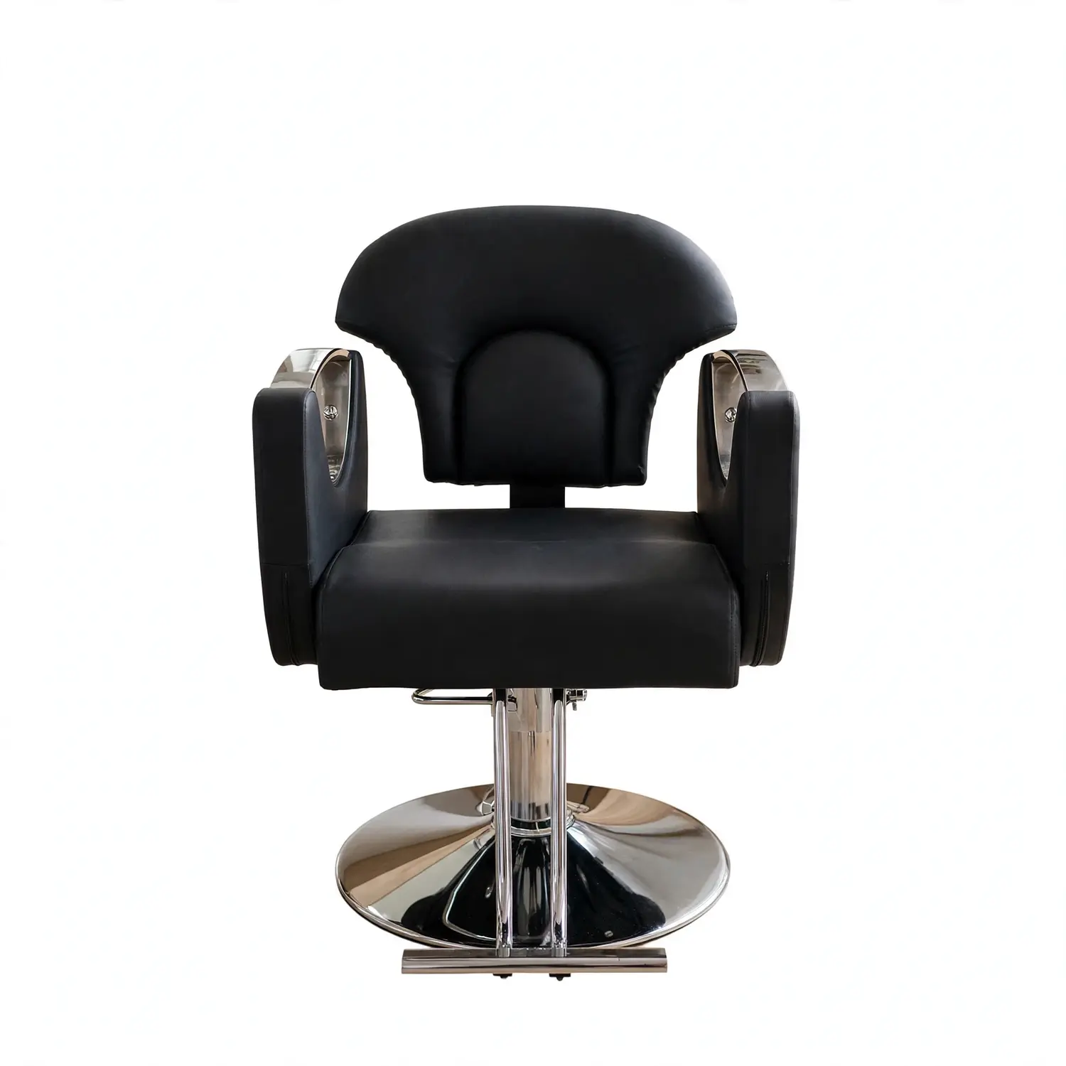 Sillón Barbería Sevilla Profesional Hidráulico Negro y Cromado Ecocuero 5
