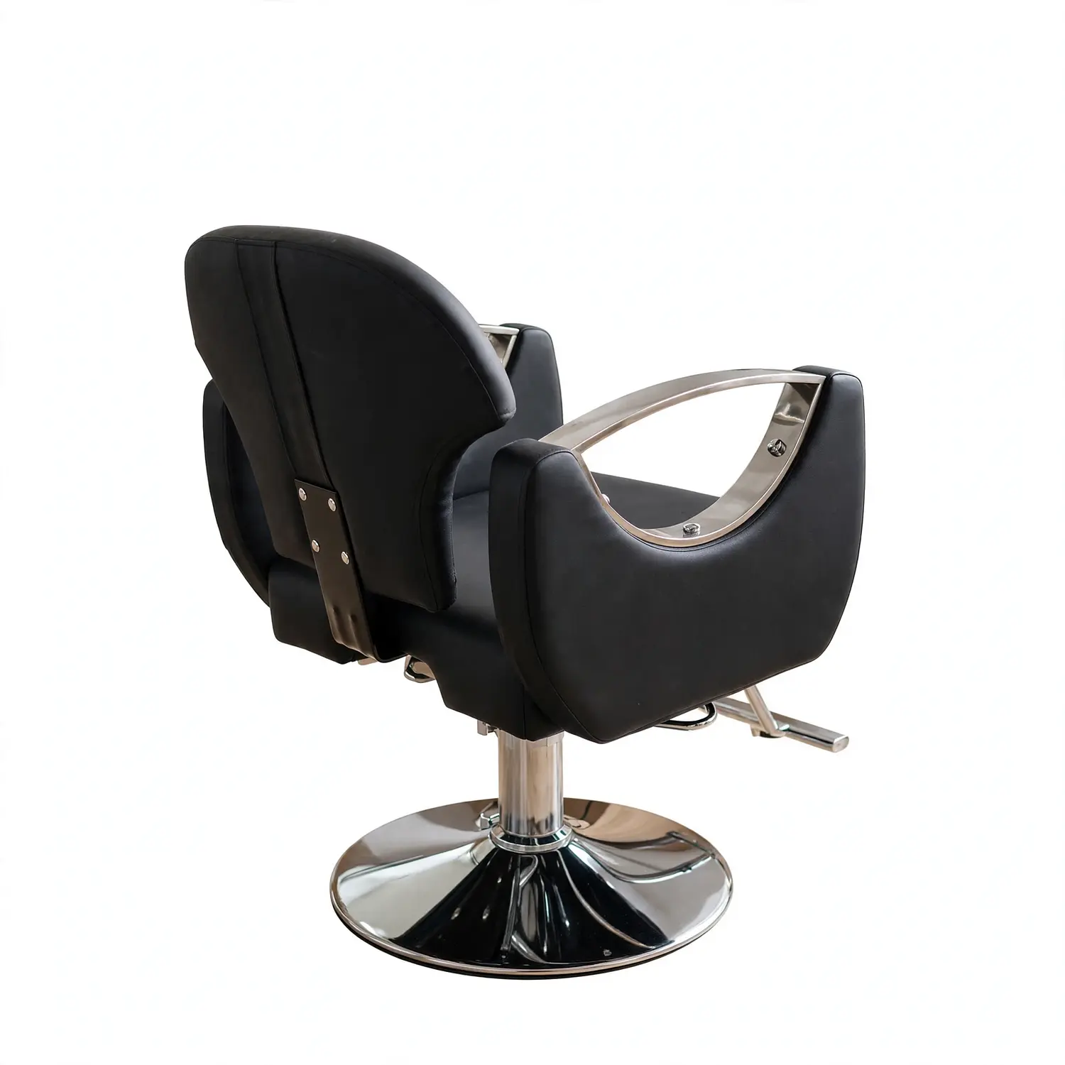 Sillón Barbería Sevilla Profesional Hidráulico Negro y Cromado Ecocuero 7