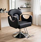 Sillón Barbería Sevilla Profesional Hidráulico Negro y Cromado Ecocuero - Miniatura 1