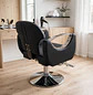 Sillón Barbería Sevilla Profesional Hidráulico Negro y Cromado Ecocuero - Miniatura 4
