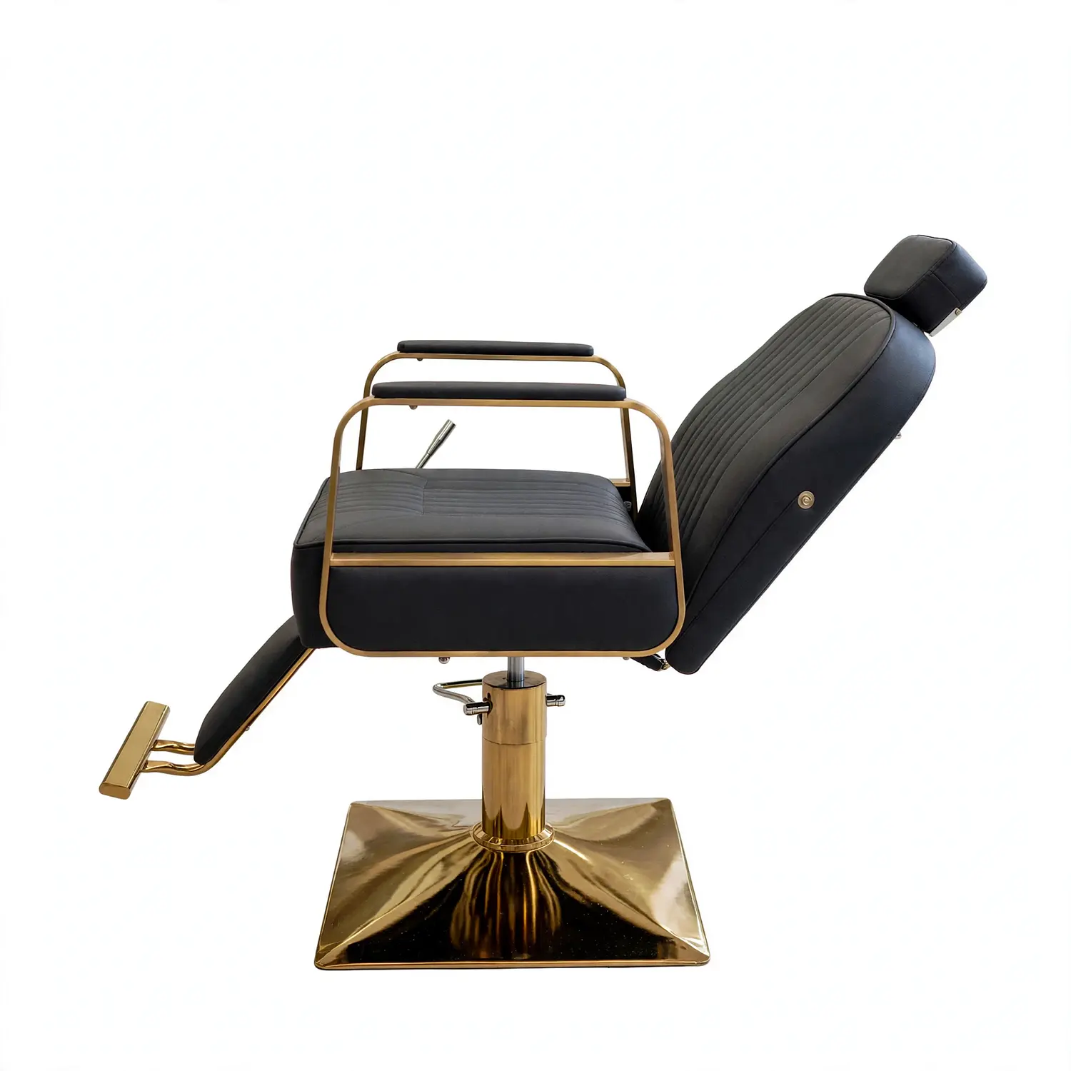 Sillón Peluquería Madrid Gold Negro Reclinable Profesional 5