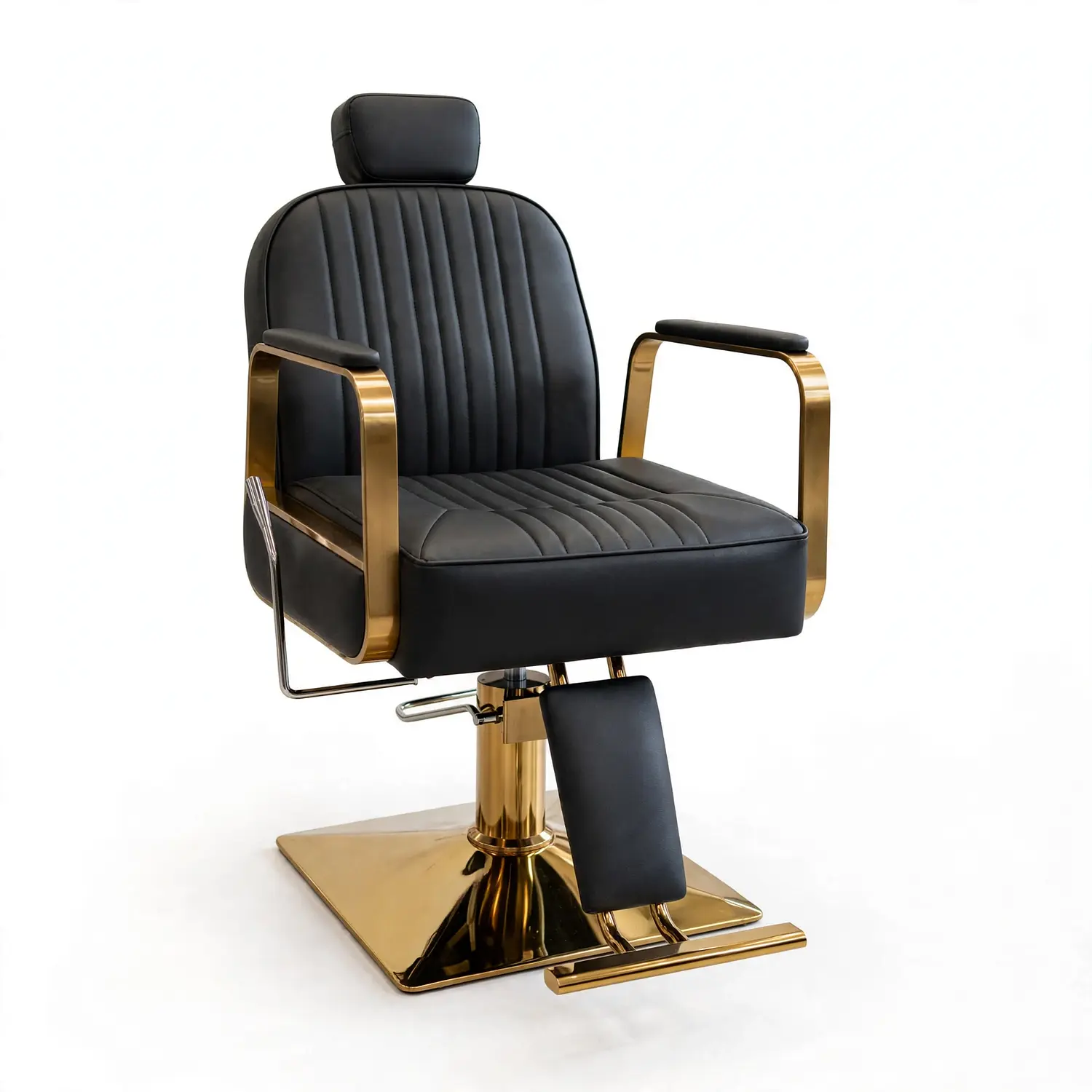 Sillón Peluquería Madrid Gold Negro Reclinable Profesional 7