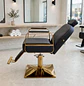 Sillón Peluquería Madrid Gold Negro Reclinable Profesional - Miniatura 3
