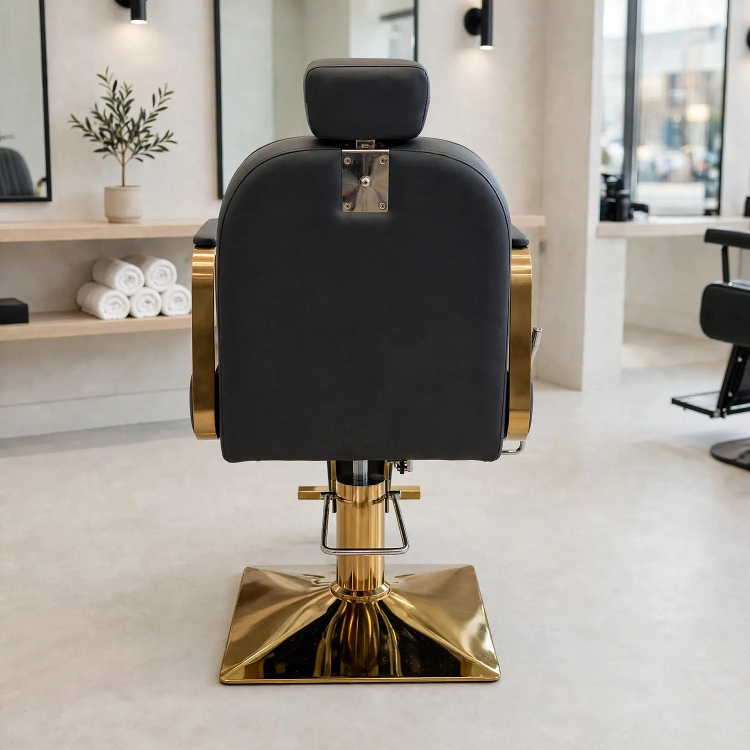 Sillón Peluquería Madrid Gold Negro Reclinable Profesional 4