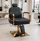 Sillón Peluquería Madrid Gold Negro Reclinable Profesional - Miniatura 1