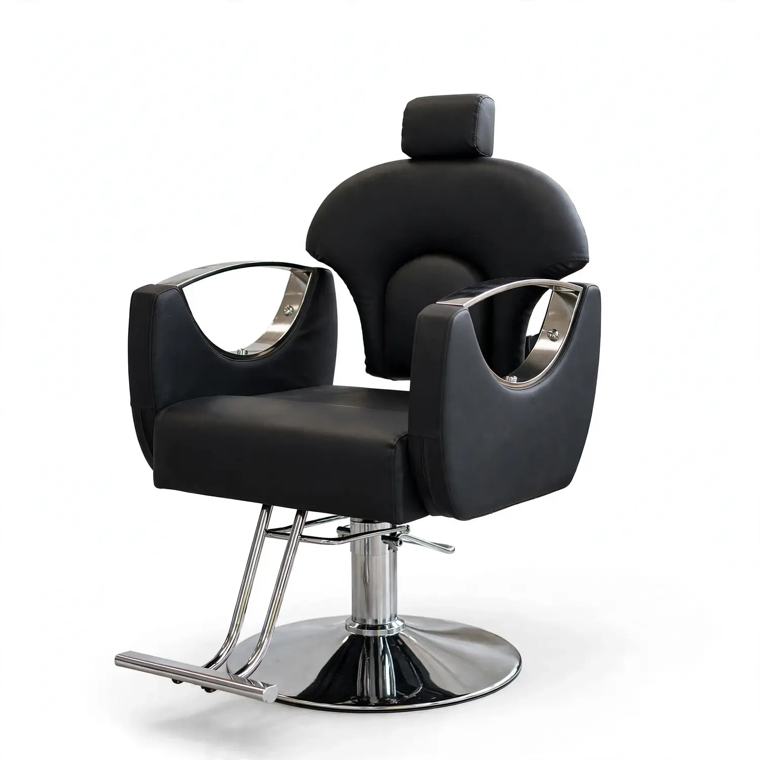 Sillón de Barbería Roma Profesional Hidráulico Negro 7