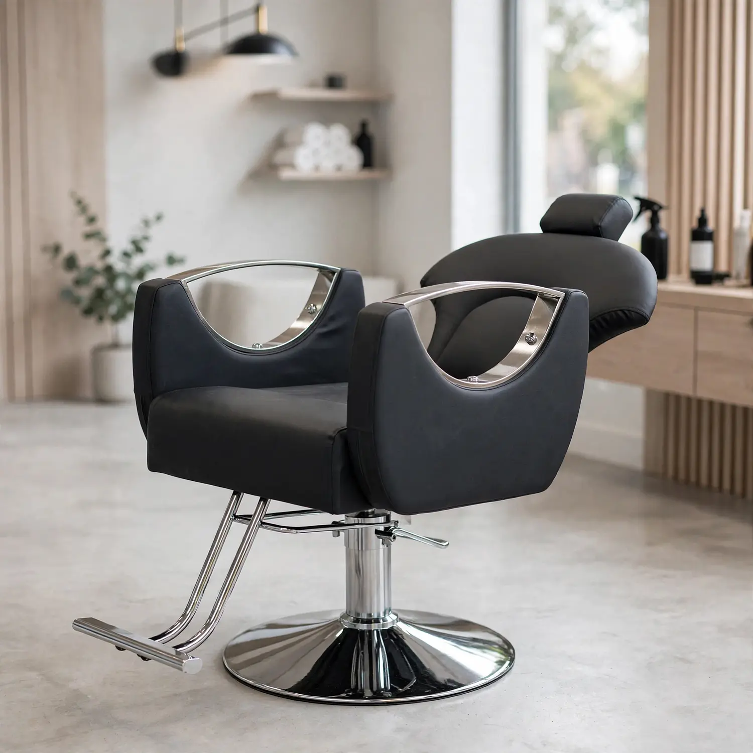 Sillón de Barbería Roma Profesional Hidráulico Negro 3