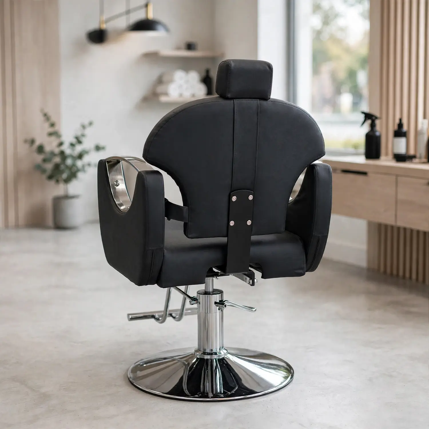 Sillón de Barbería Roma Profesional Hidráulico Negro 4